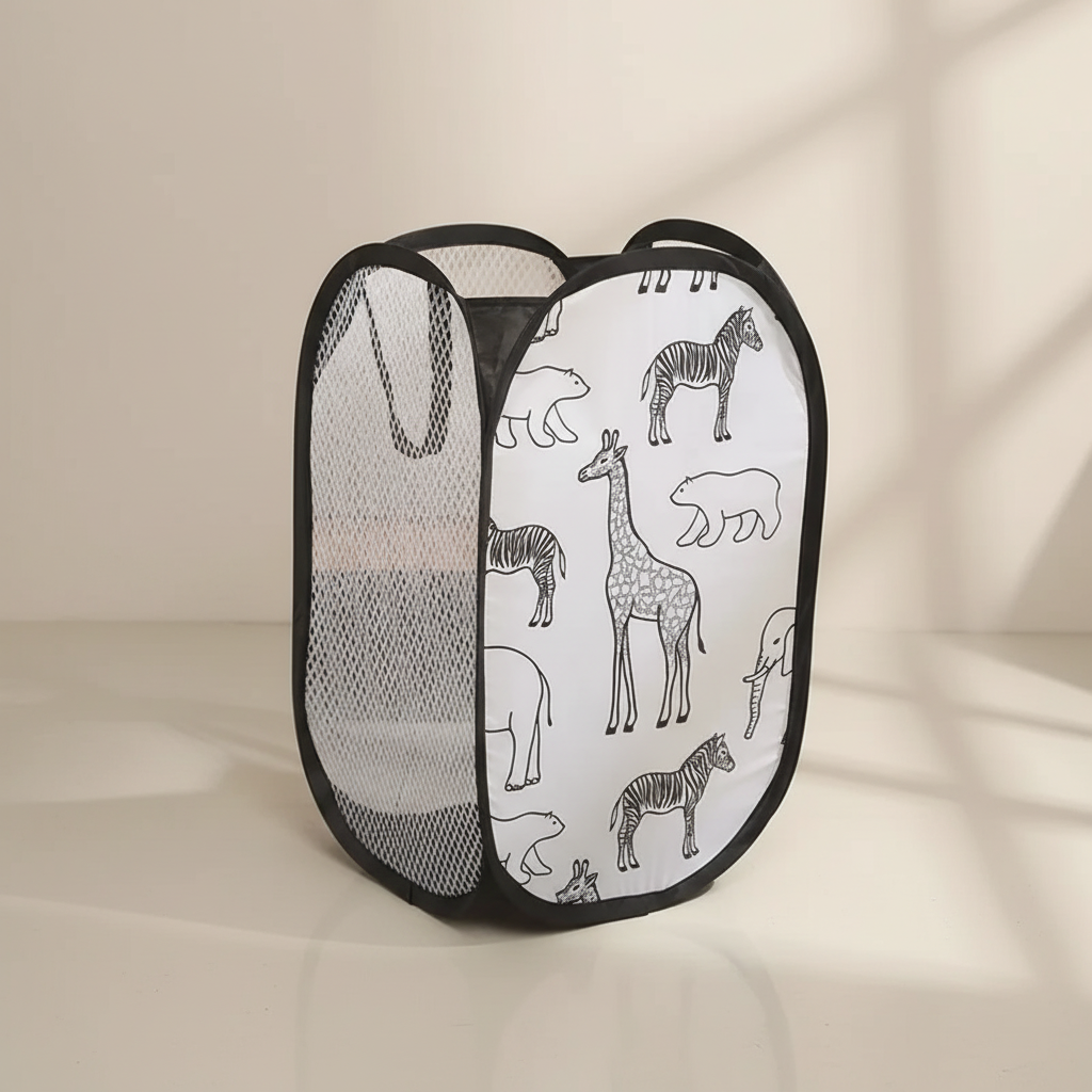 Portable Mesh Laundry Basket - Foldable Design