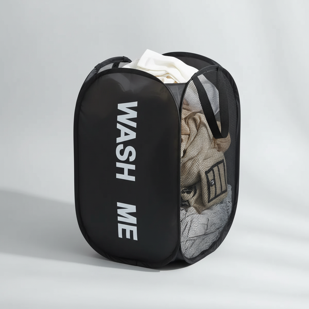 Portable Mesh Laundry Basket - Foldable Design