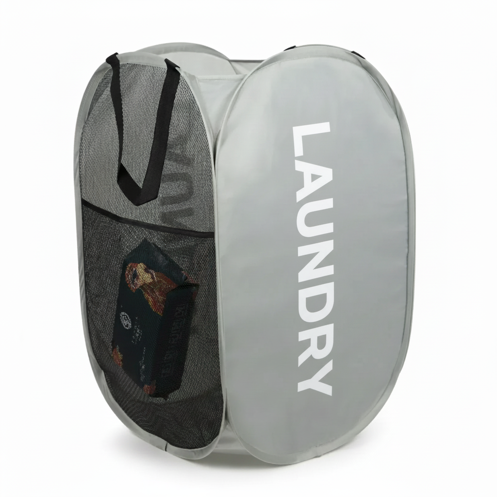 Portable Mesh Laundry Basket - Foldable Design