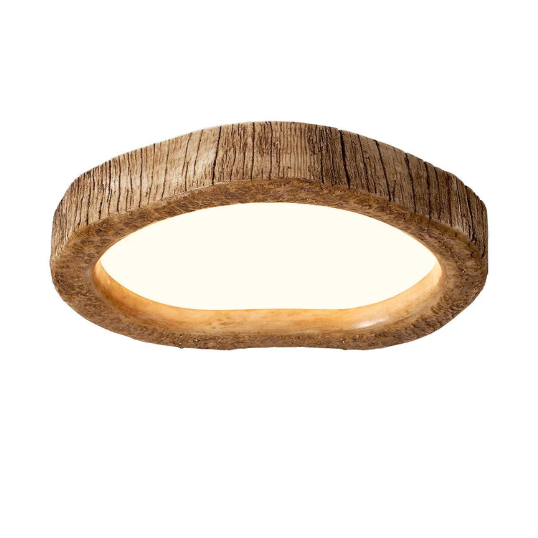 Wood-Effect LED Ceiling Light in Rustic Style