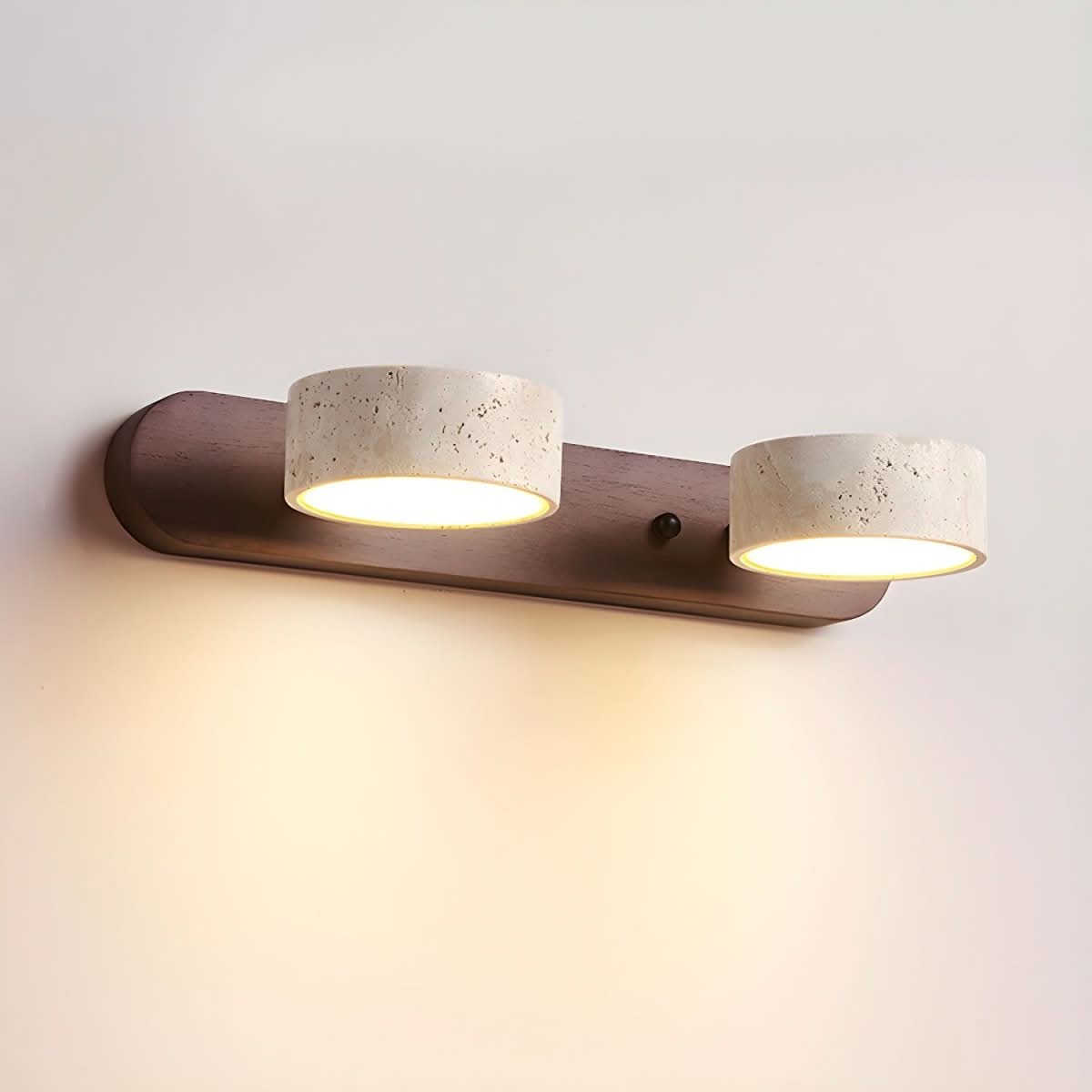 AuraLuxe - Stylish LED Wall Light with Natural Stone & Wood Finish