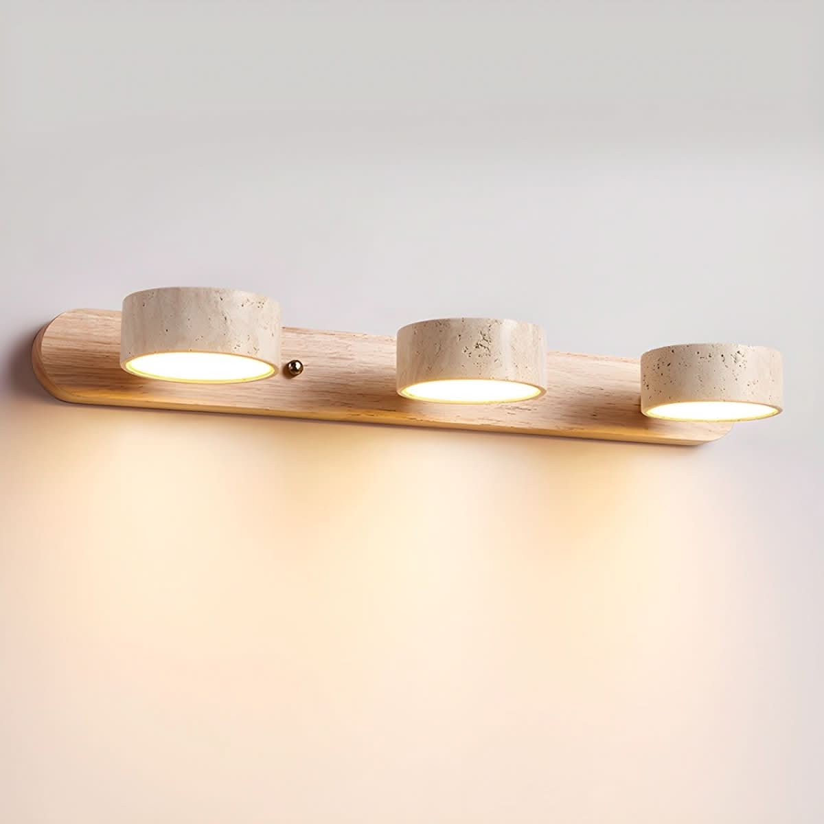 AuraLuxe - Stylish LED Wall Light with Natural Stone & Wood Finish