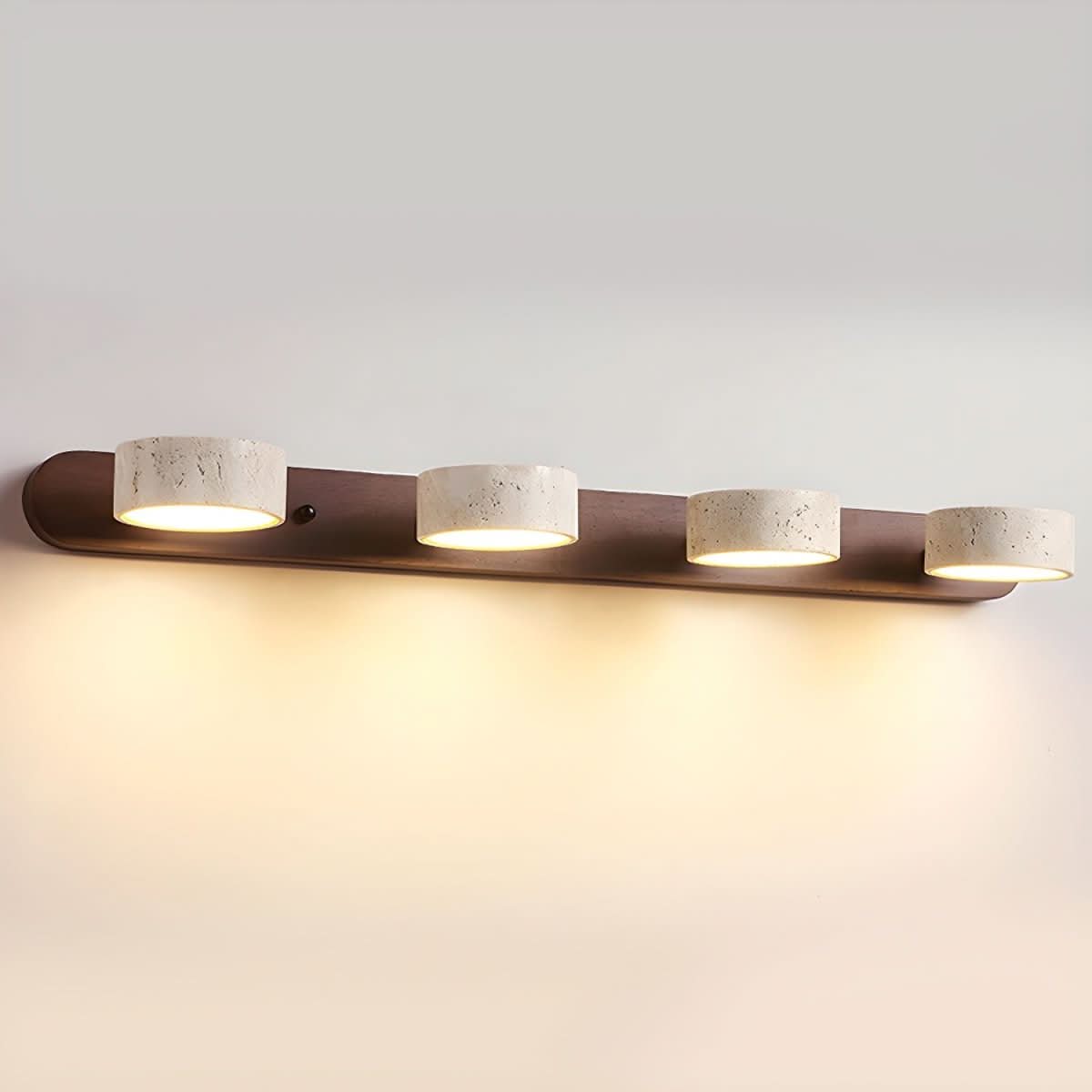 AuraLuxe - Stylish LED Wall Light with Natural Stone & Wood Finish