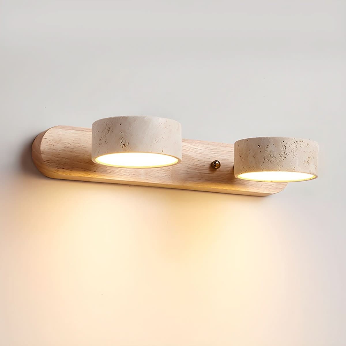 AuraLuxe - Stylish LED Wall Light with Natural Stone & Wood Finish