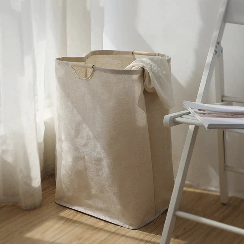Chic Cotton-Linen Folding Laundry Basket for Modern Homes