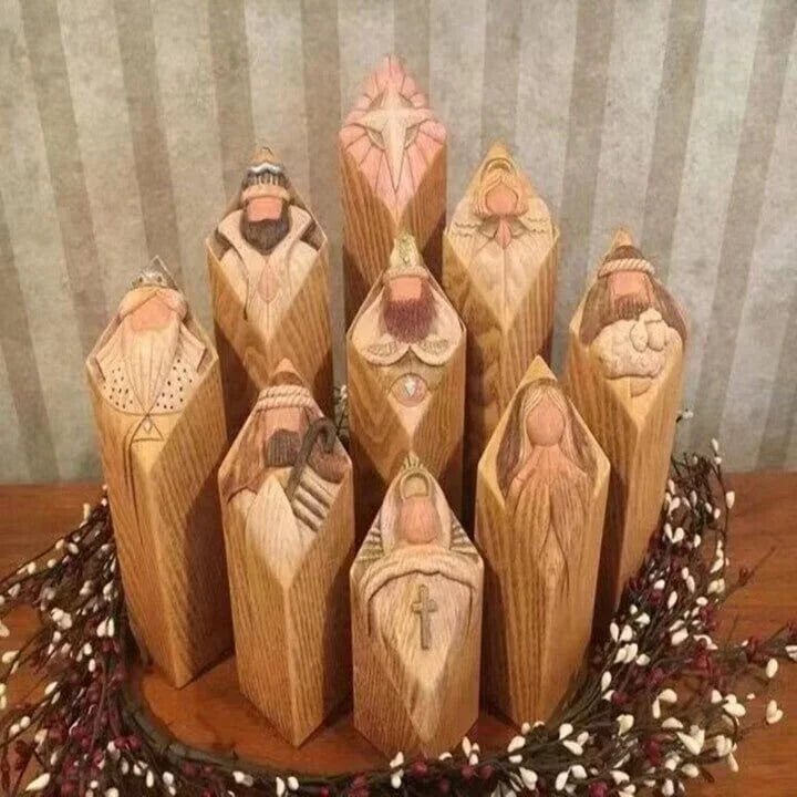 Elegant Nativity Column Figurines for Holiday Decor