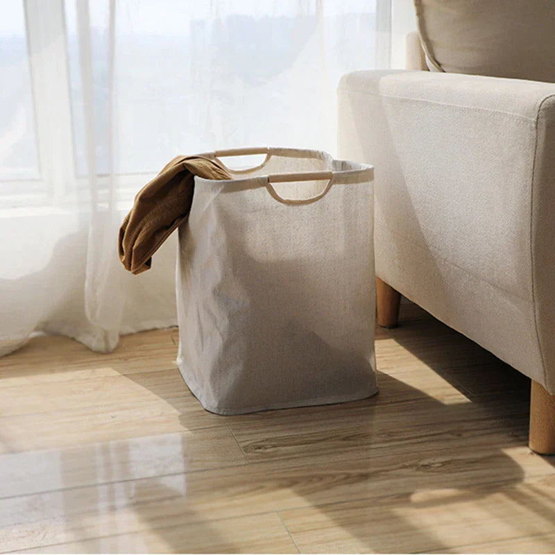Chic Cotton-Linen Folding Laundry Basket for Modern Homes