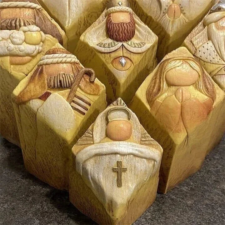 Elegant Nativity Column Figurines for Holiday Decor