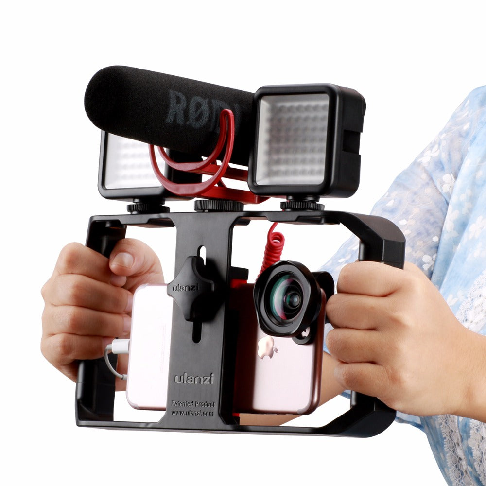 Pro Video Stabilizer for Smartphones with Integrated Lighting