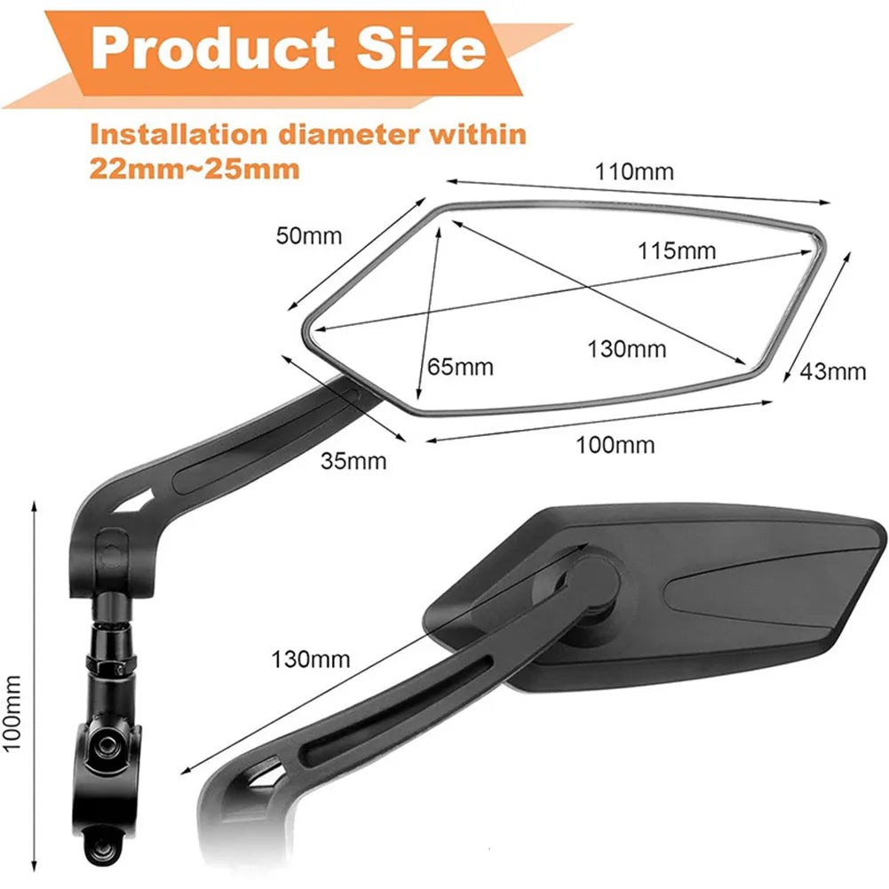 Dual Pack Adjustable Bike Mirrors for Enhanced Safety