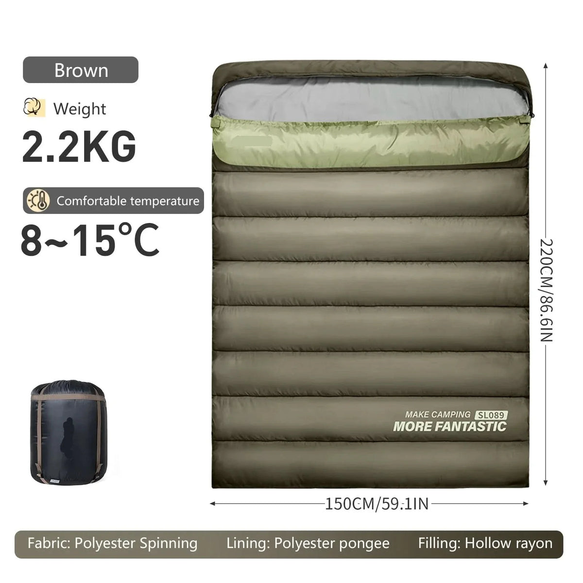 Couple's Retreat – Spacious Double Sleeping Bag for Two