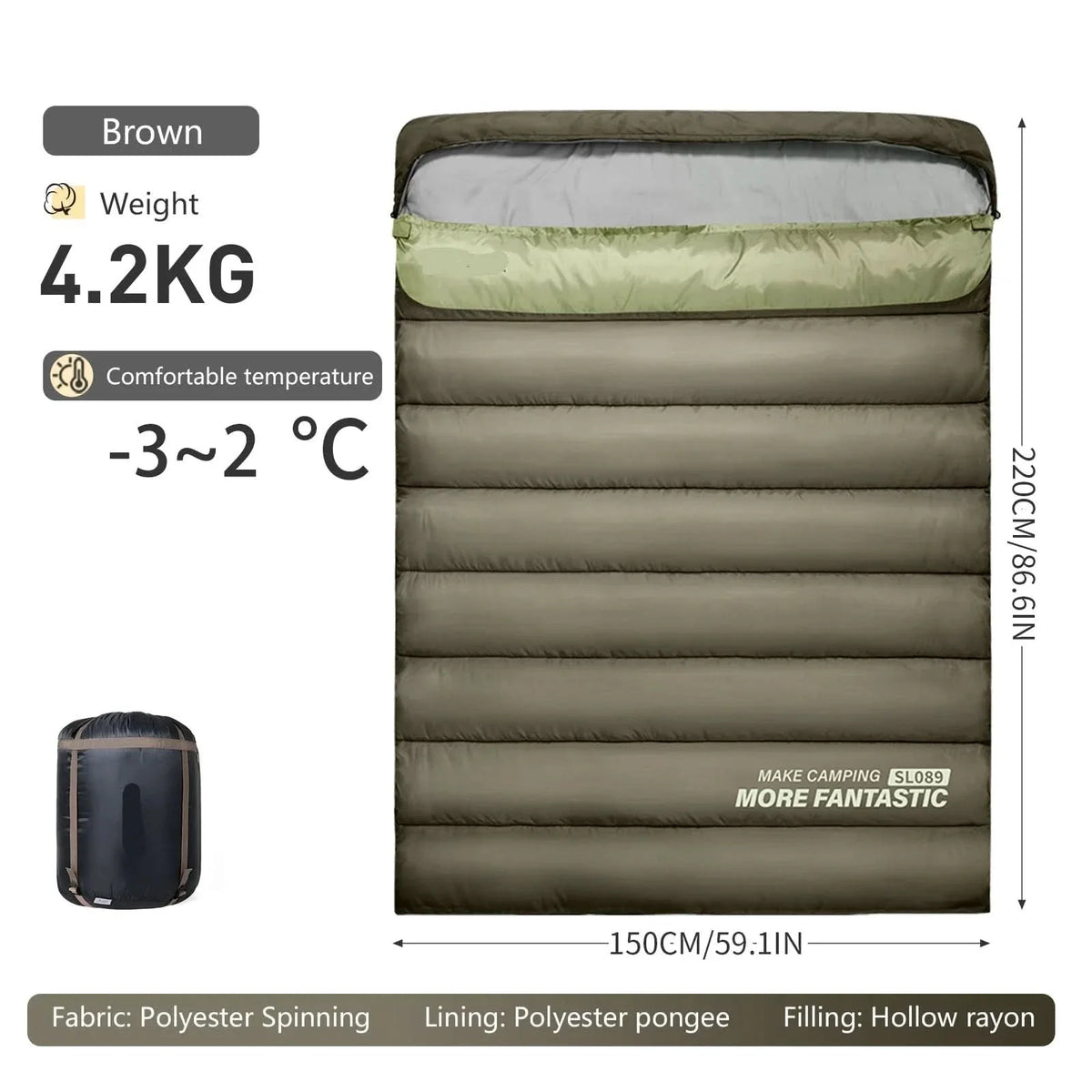 Couple's Retreat – Spacious Double Sleeping Bag for Two