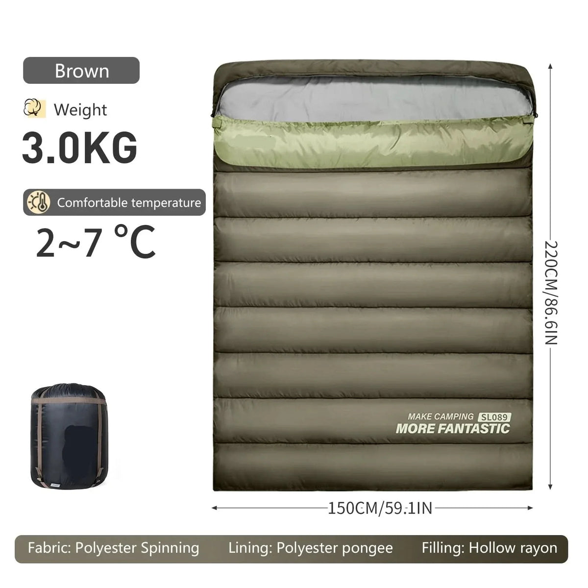 Couple's Retreat – Spacious Double Sleeping Bag for Two
