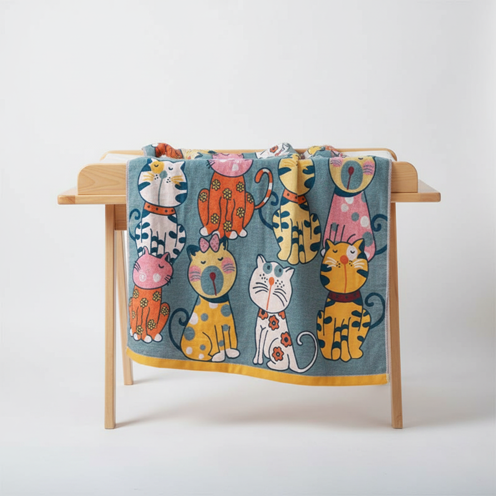 Kitten-Themed Baby Bath Towel