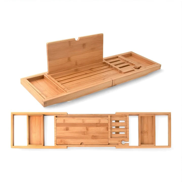 Elegant Bathtub Organizer Tray | Adjustable with Wine Holder