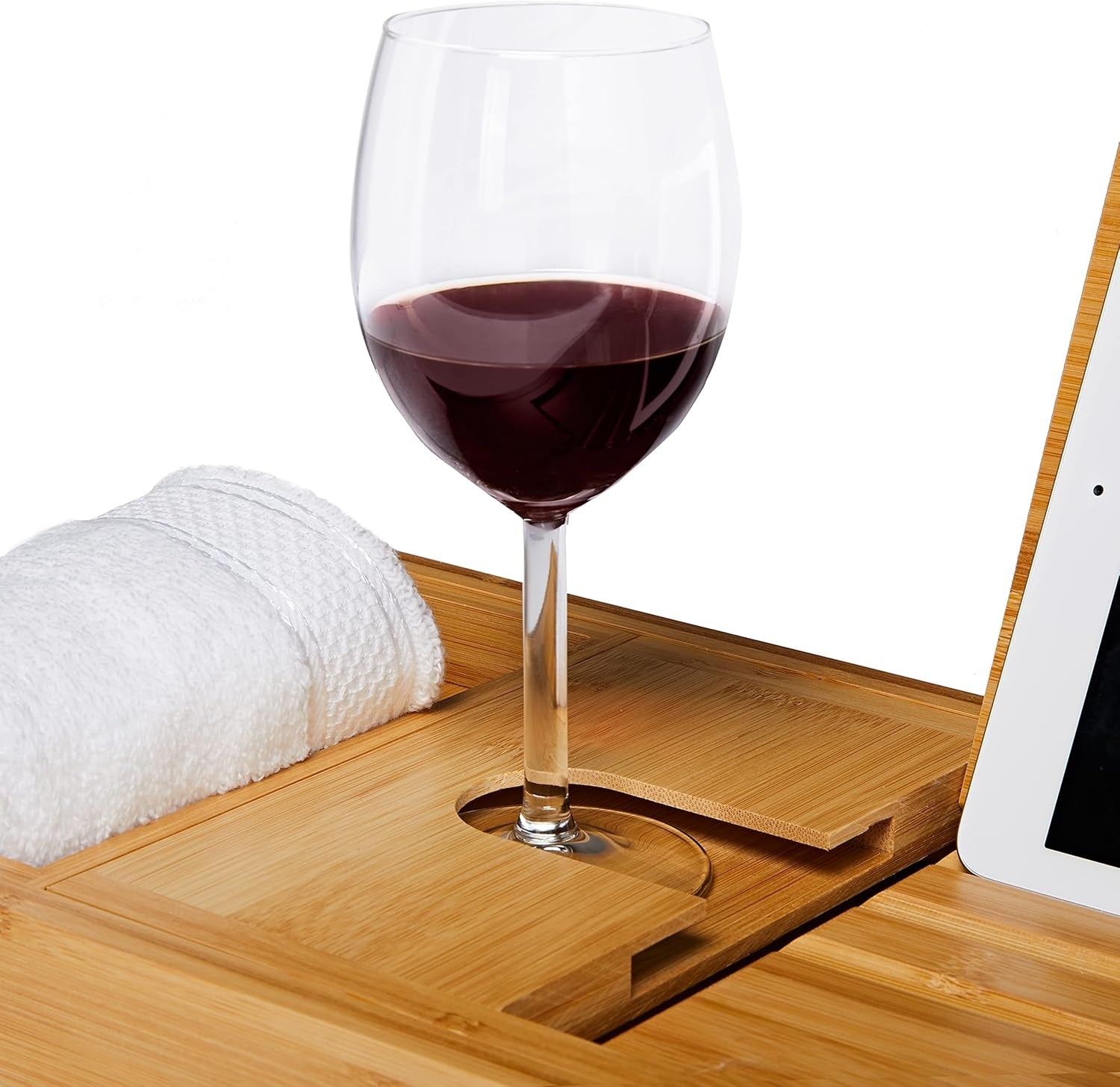 Elegant Bathtub Organizer Tray | Adjustable with Wine Holder