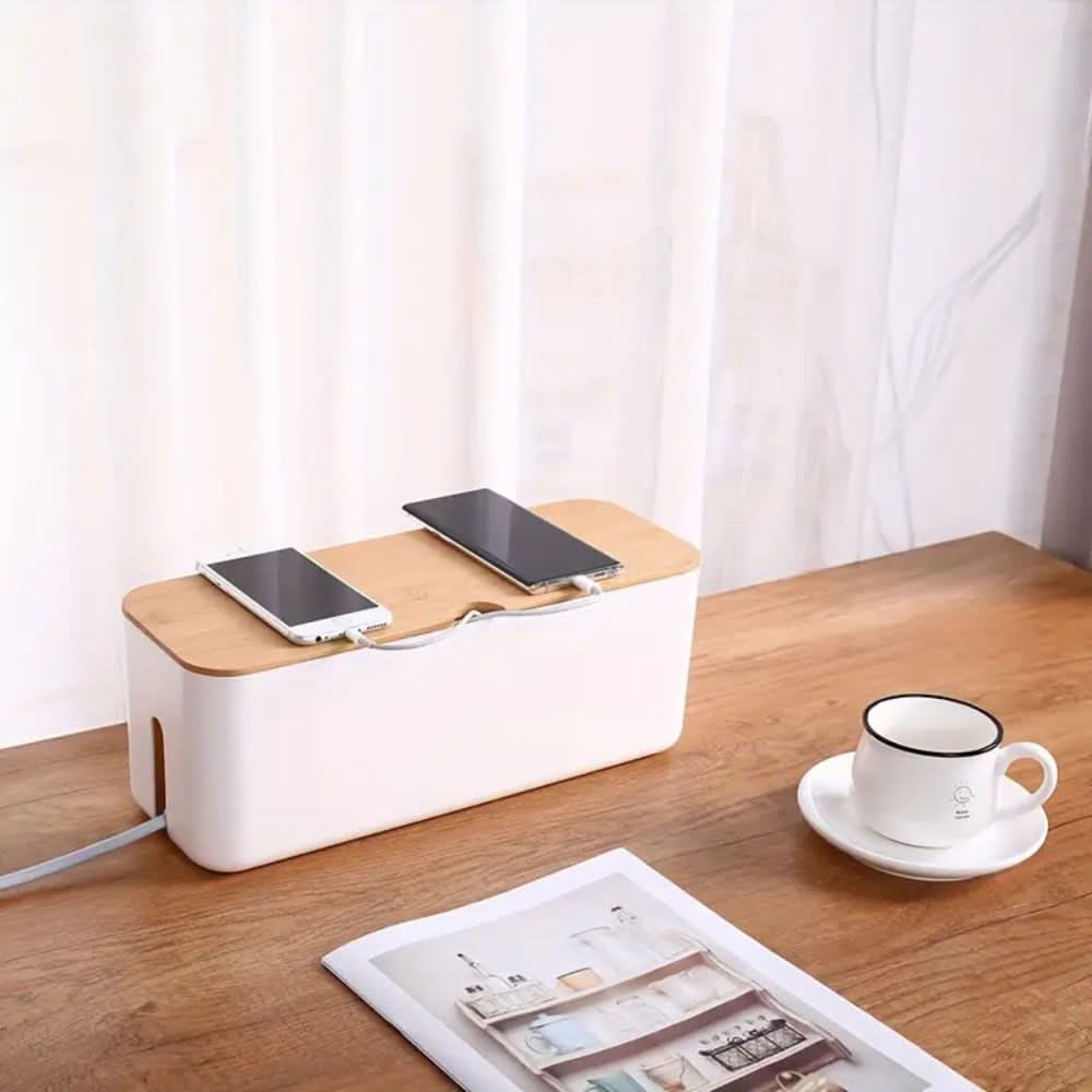 Sleek Bamboo Cord Organizer - Simplify Your Workspace