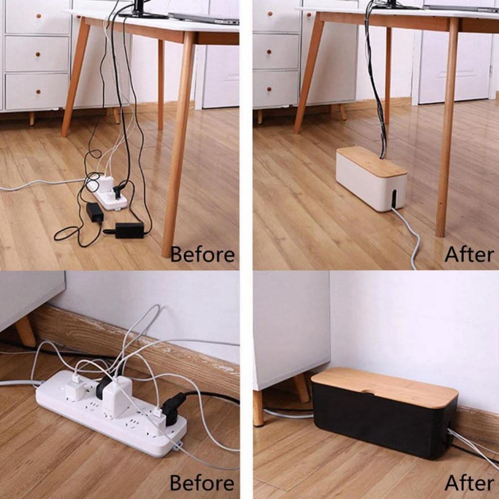 Sleek Bamboo Cord Organizer - Simplify Your Workspace