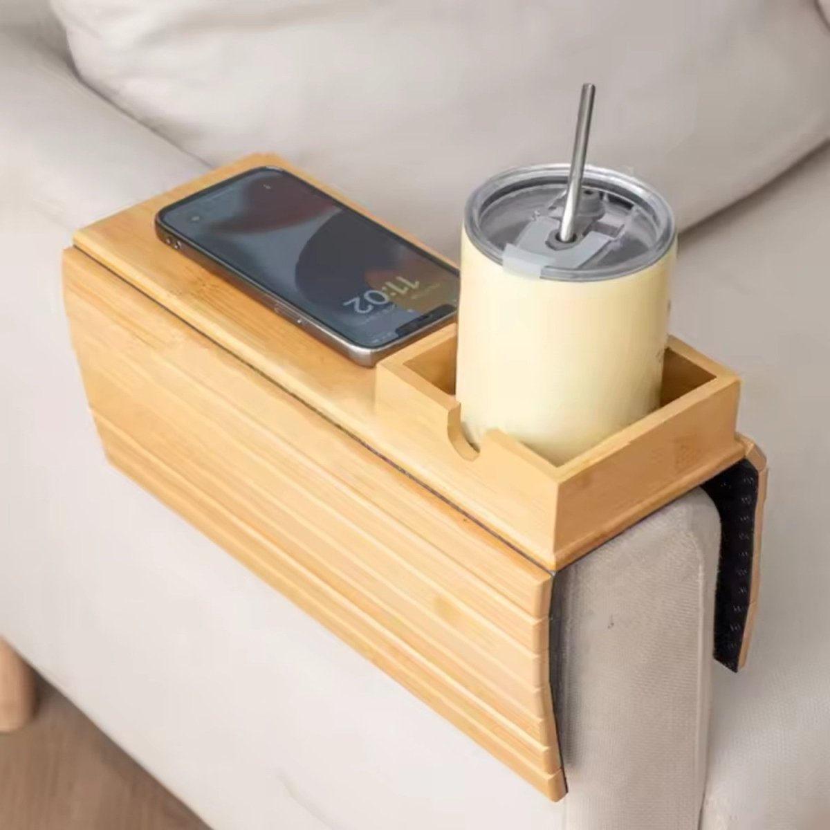Versatile Sofa Side Tray with Cup Holder and Foldable Design