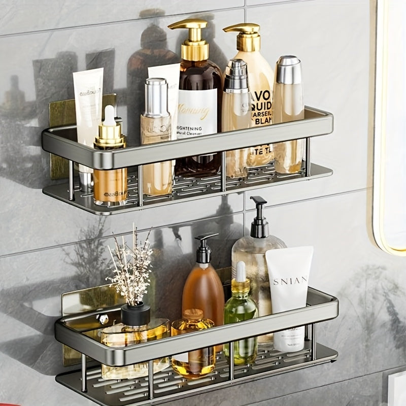 Two-Tier Adhesive Shower Organizer for Easy Bathroom Storage