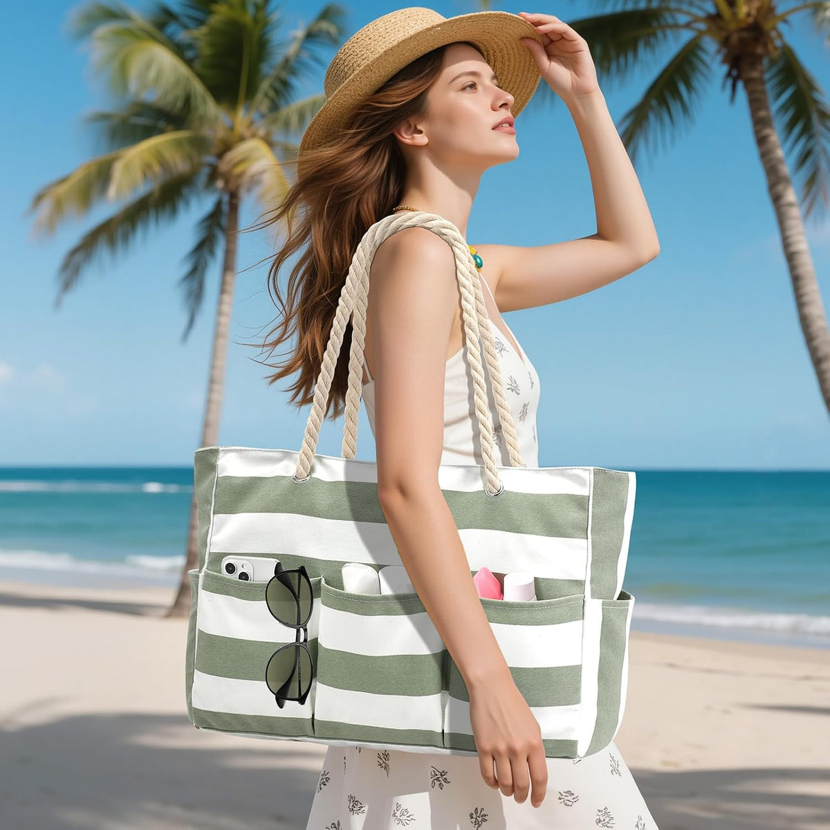 Ultimate Beach Companion | Oversized Waterproof Tote with 7 Pockets