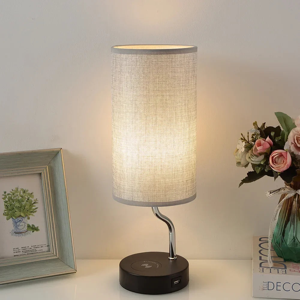 Modern Touch Control Lamp with Wireless Charging Station