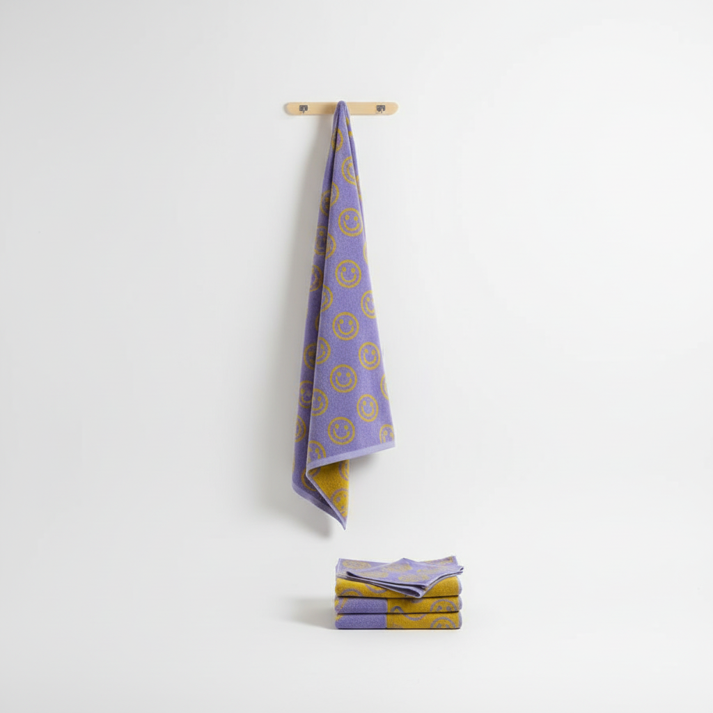 Reversible Printed Towels - Smiley Design