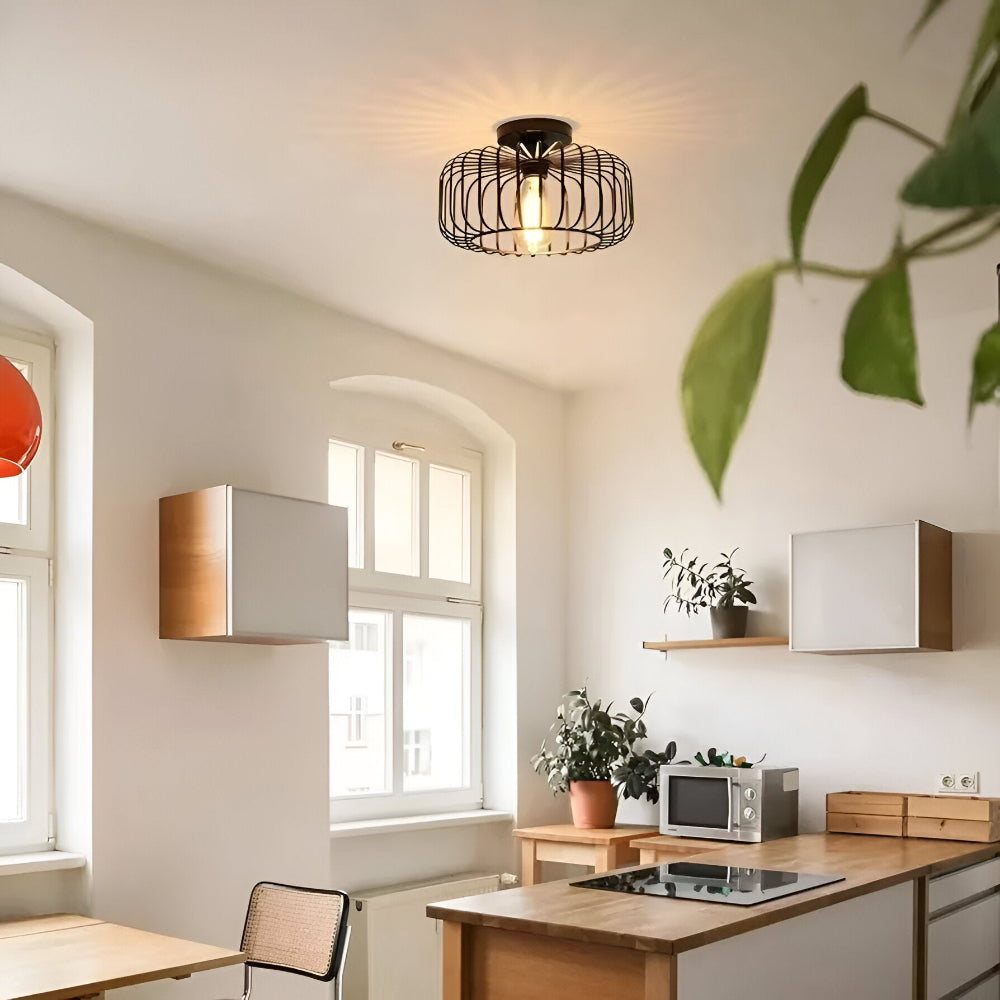Chic Cage-Style Ceiling Light Fixture with E27 Socket
