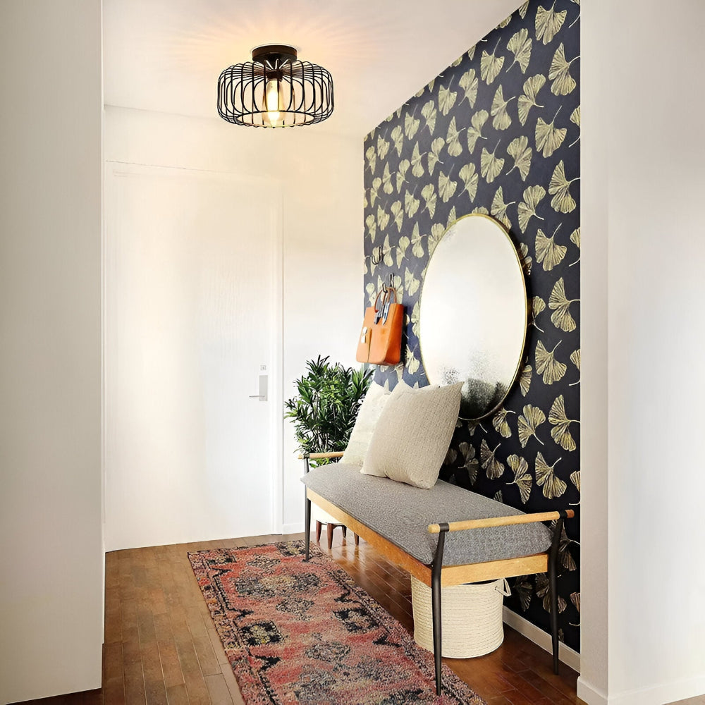 Chic Cage-Style Ceiling Light Fixture with E27 Socket