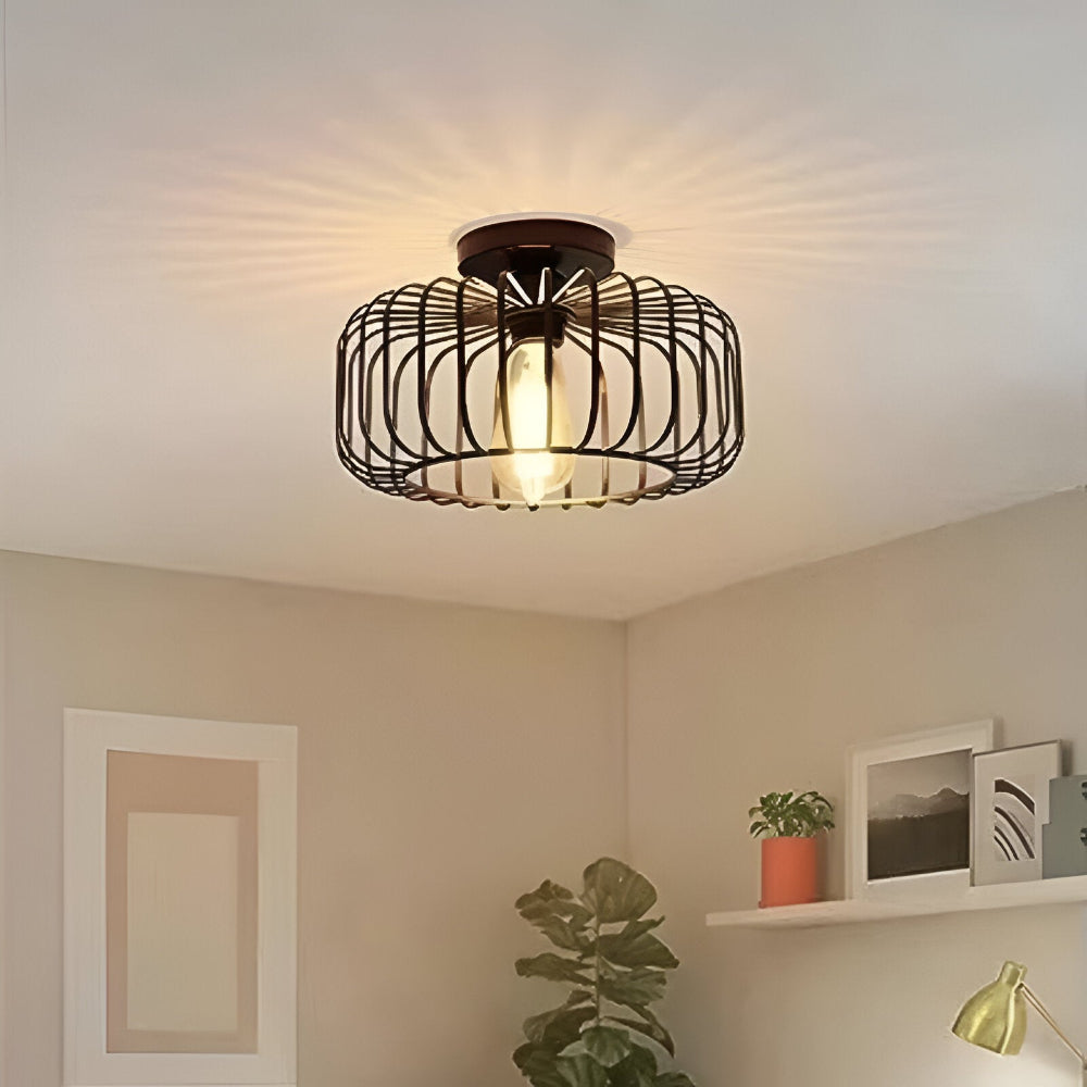 Chic Cage-Style Ceiling Light Fixture with E27 Socket