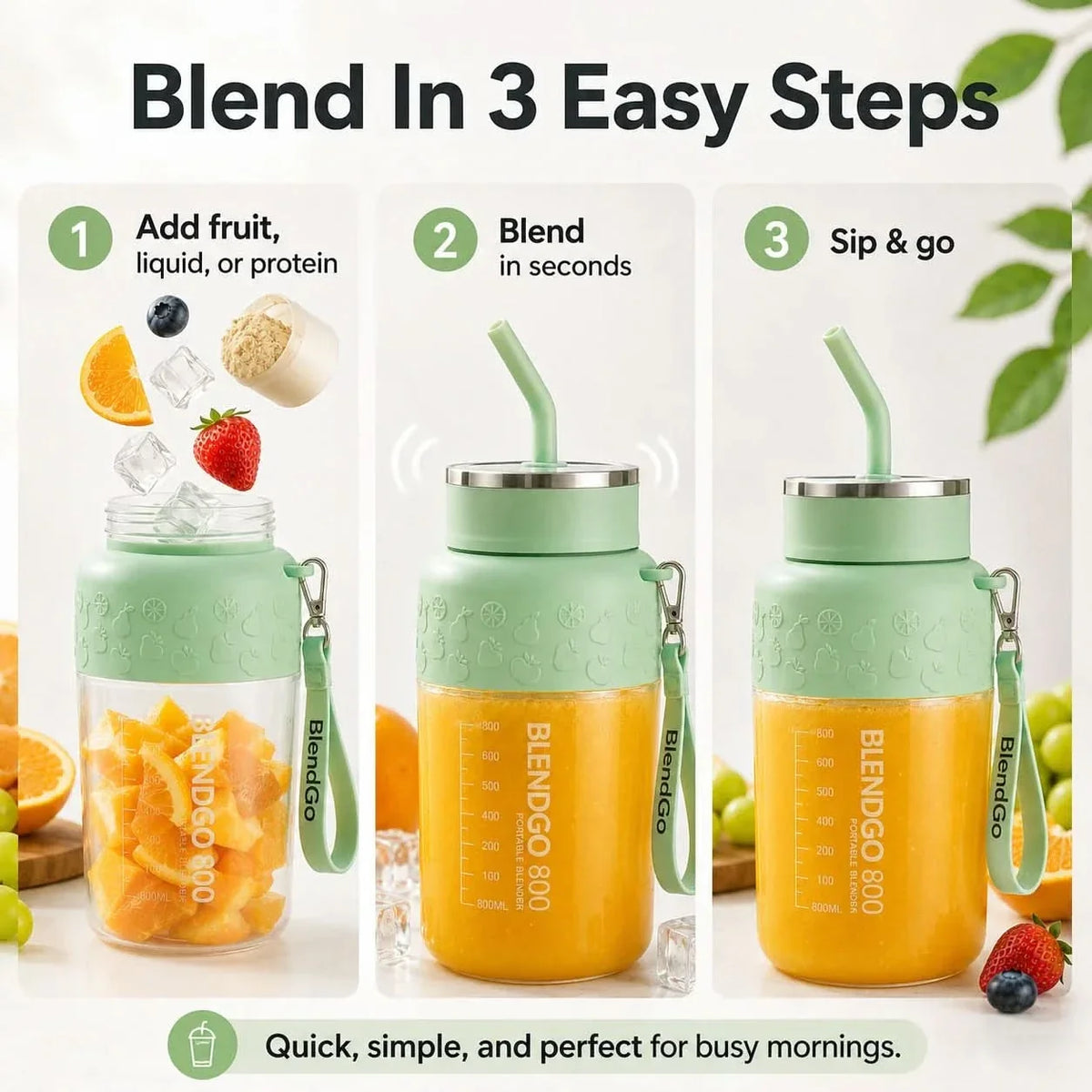 BlendMaster Pro – Compact Travel Blender for Smoothies
