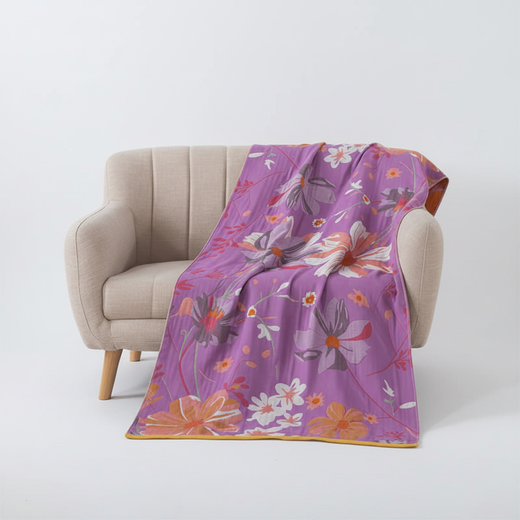 Lavender Floral Design Towel