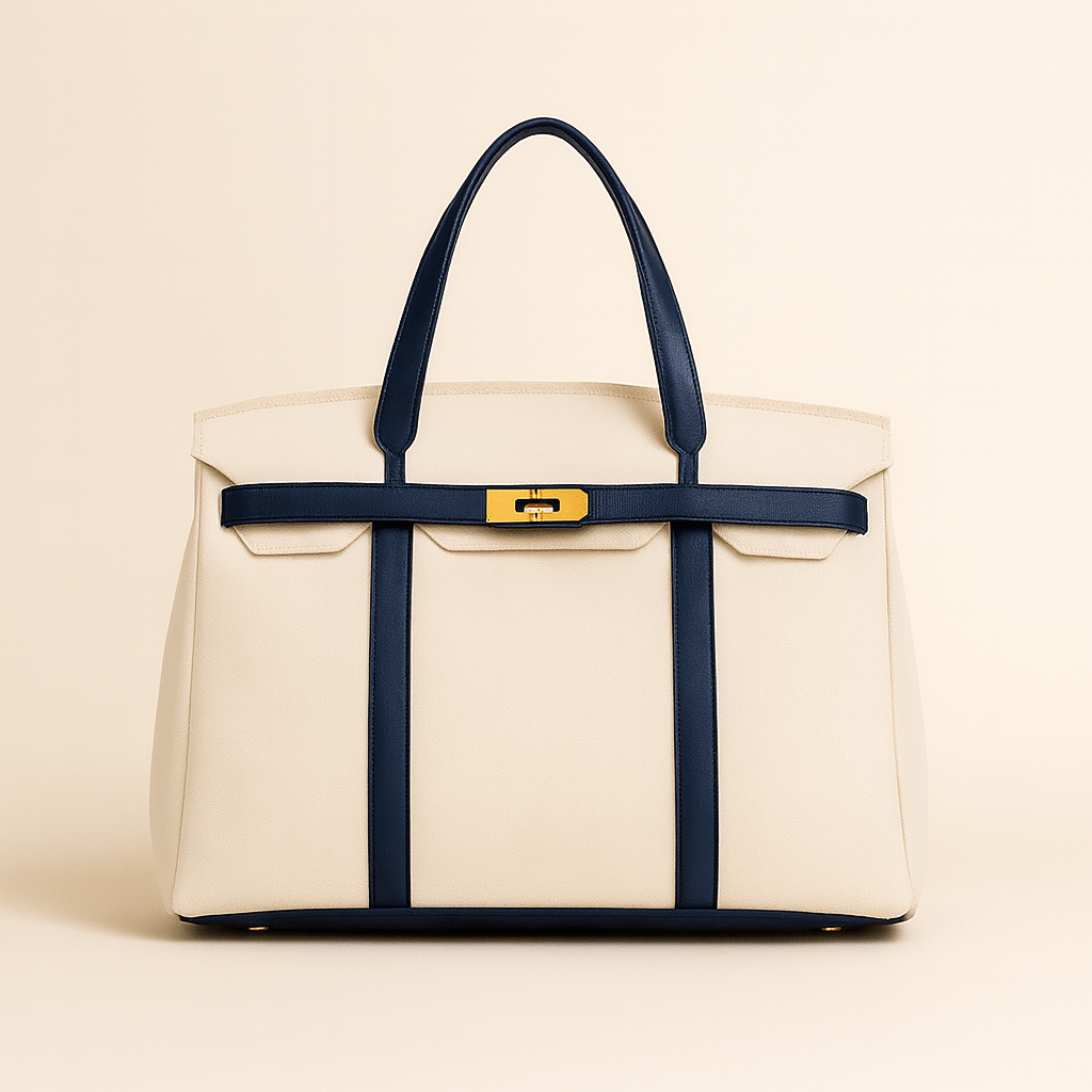 Stylish Canvas Tote with Sturdy Steel Accents