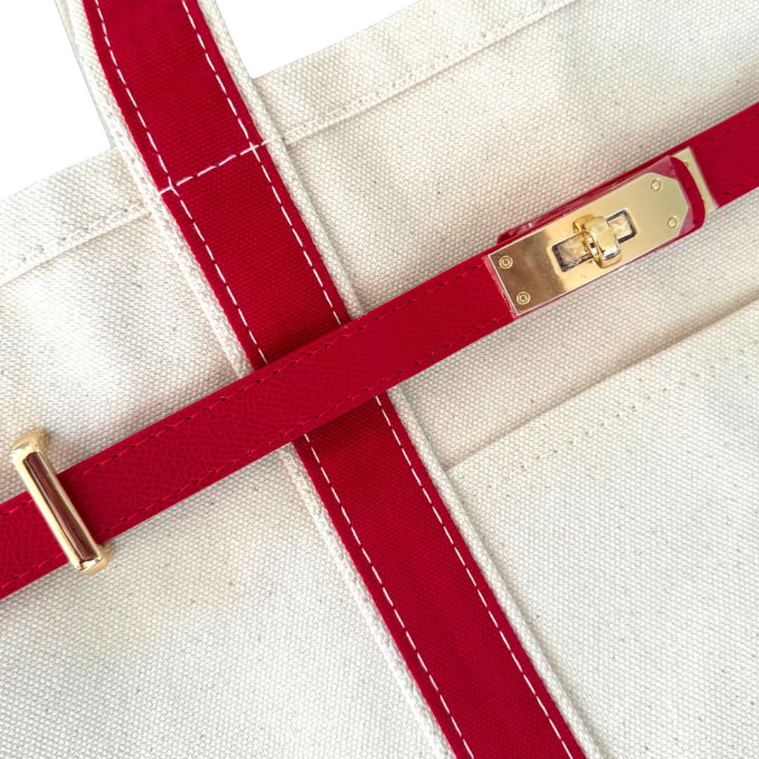 Stylish Canvas Tote with Sturdy Steel Accents