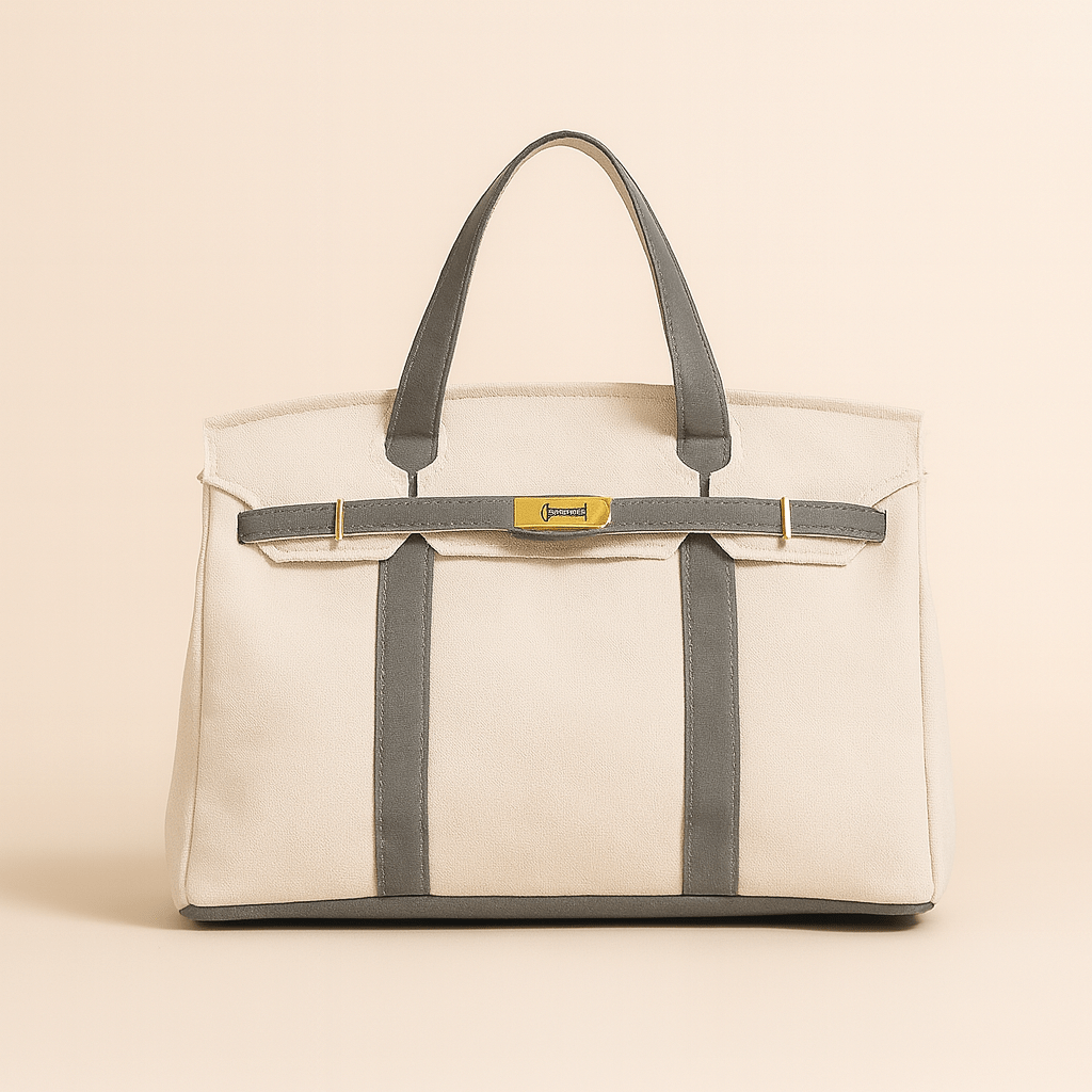 Stylish Canvas Tote with Sturdy Steel Accents