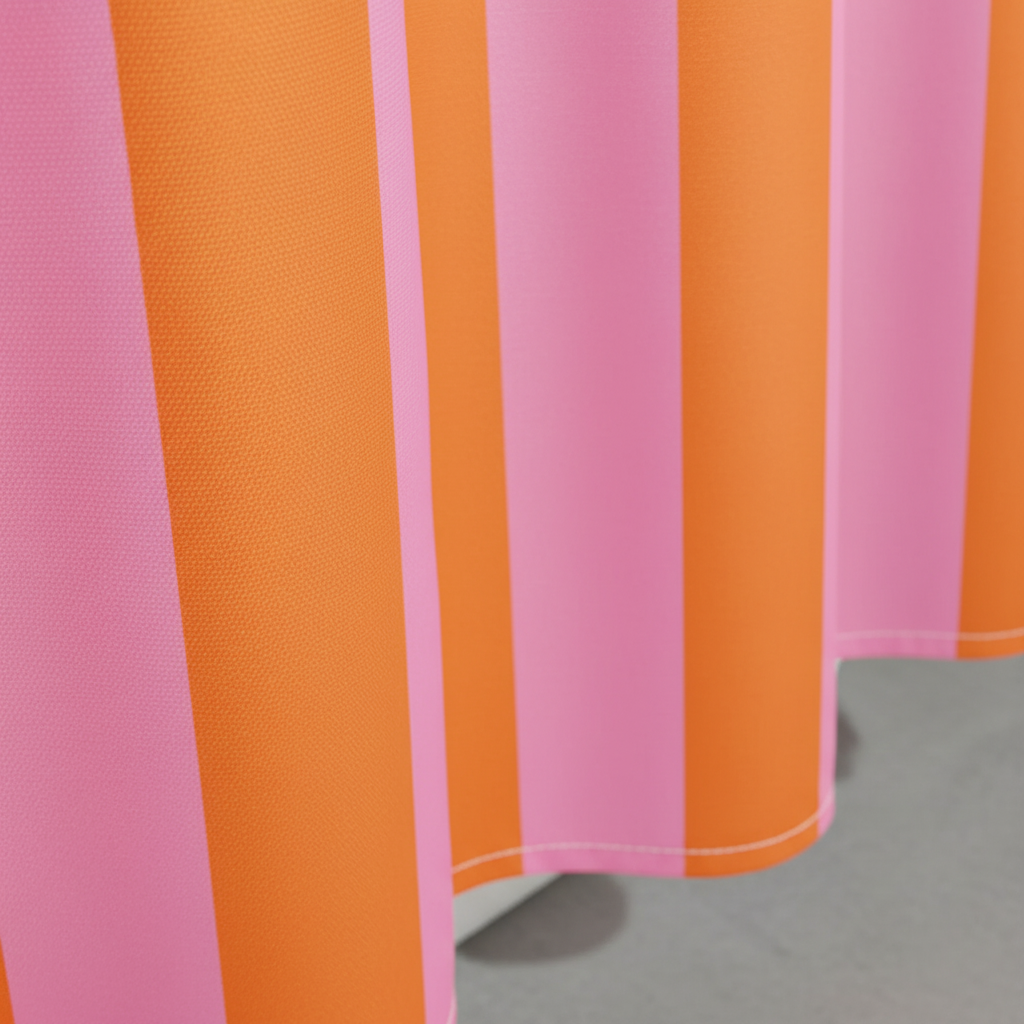 Striped Fabric Shower Curtain in Boho Style