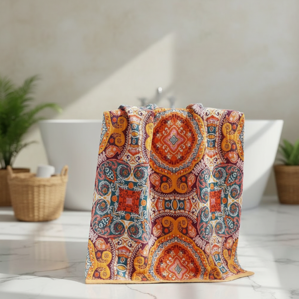 Bohemian Style Towel - Ethnic Patterned Bath Linen