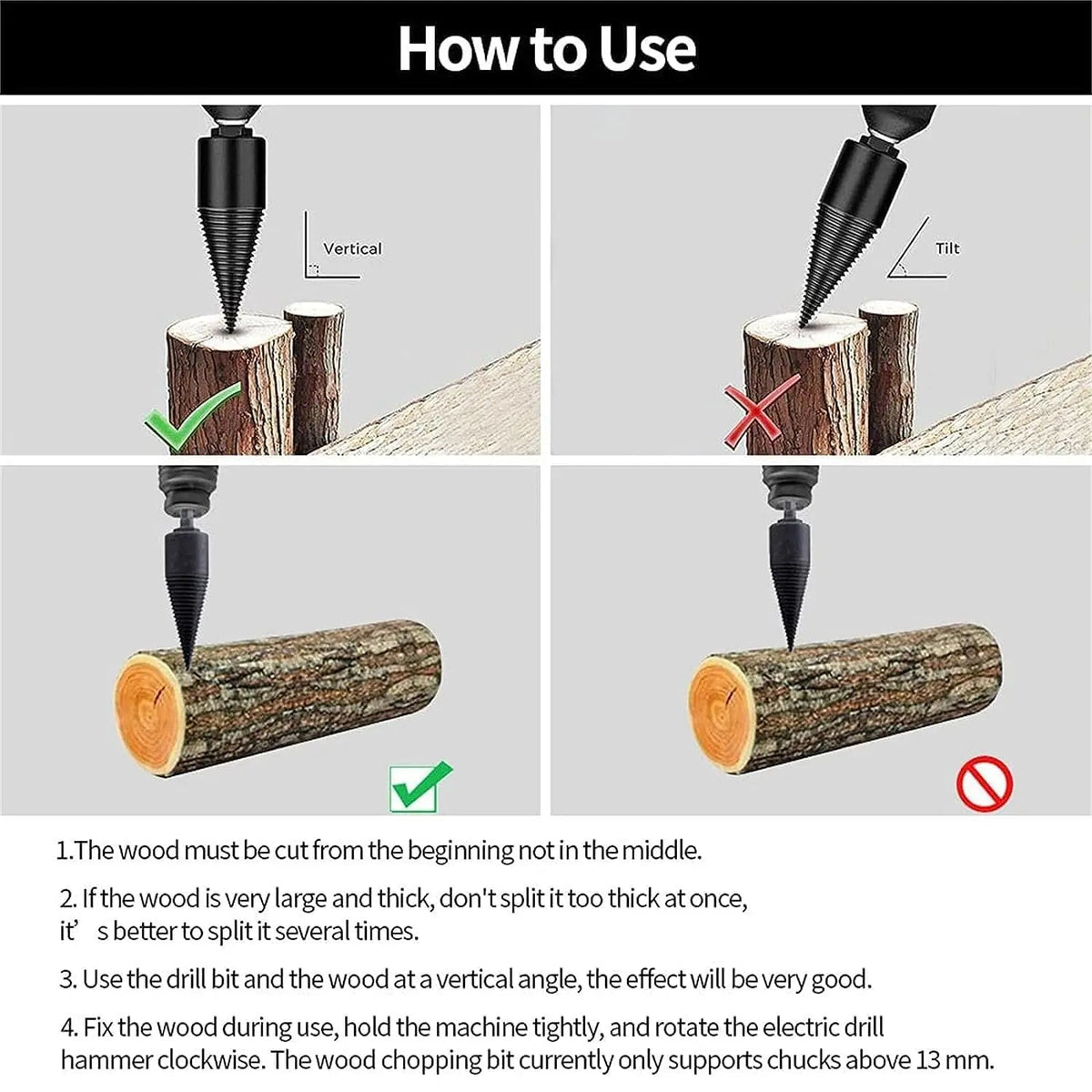 WoodSplit Pro | Heavy-Duty Drill Bit Set for Effortless Splitting