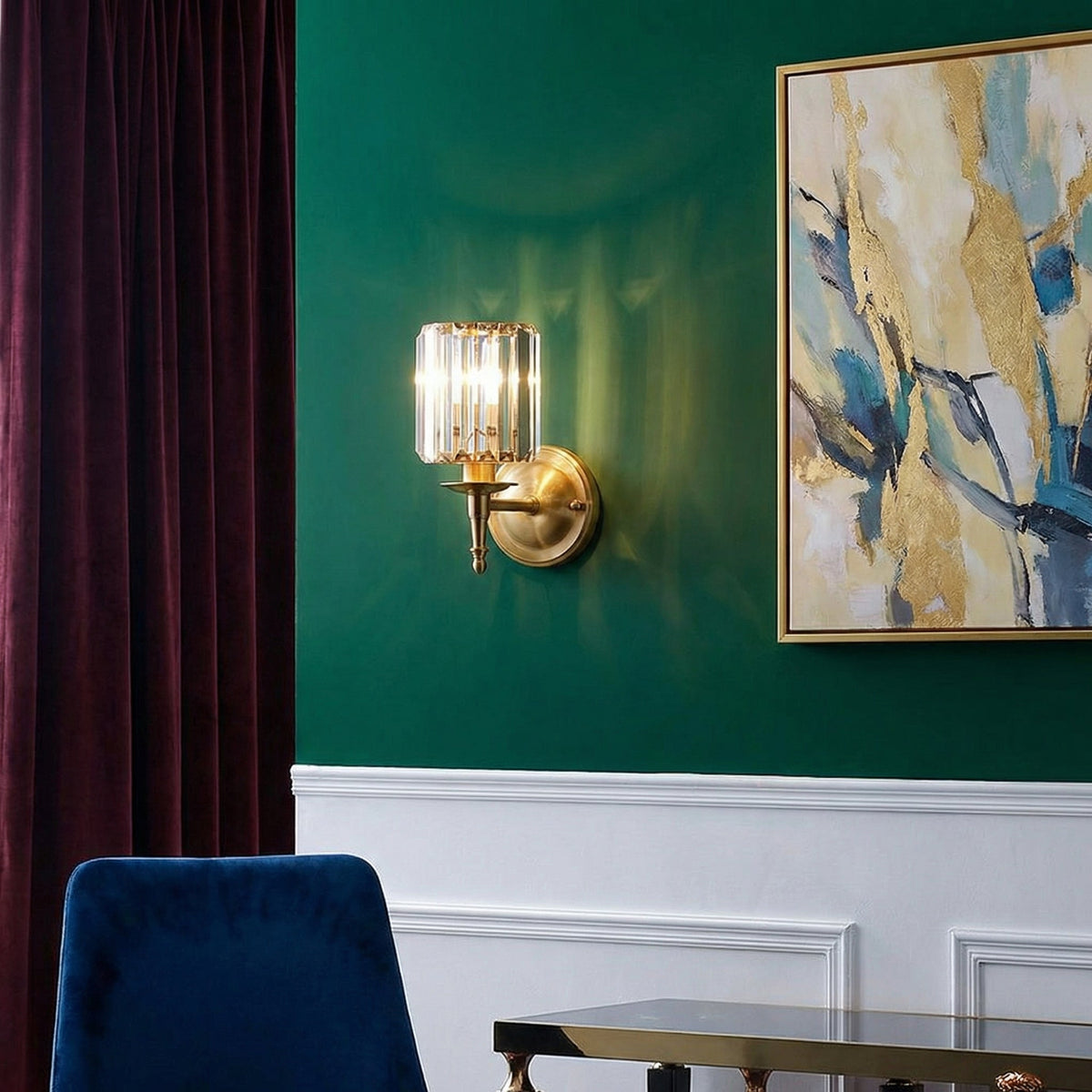 Chic Brass Wall Light with Crystal Detail for Indoor Spaces