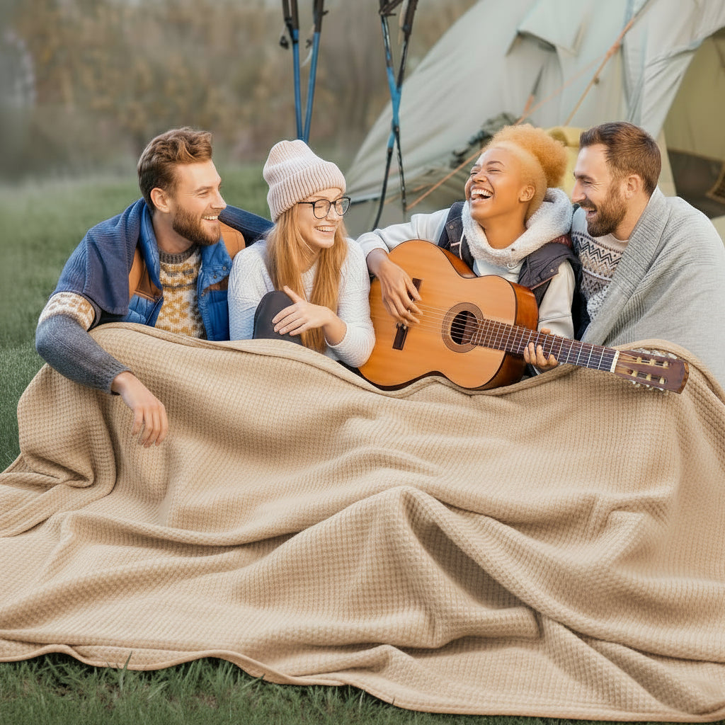 BreezeComfort - Year-Round Waffle Knit Throw Blanket