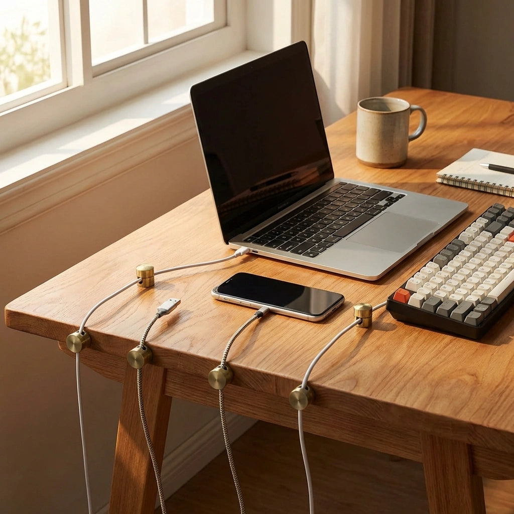 Secure Metal Cable Organizers for Desk and Wall - 3 Pack