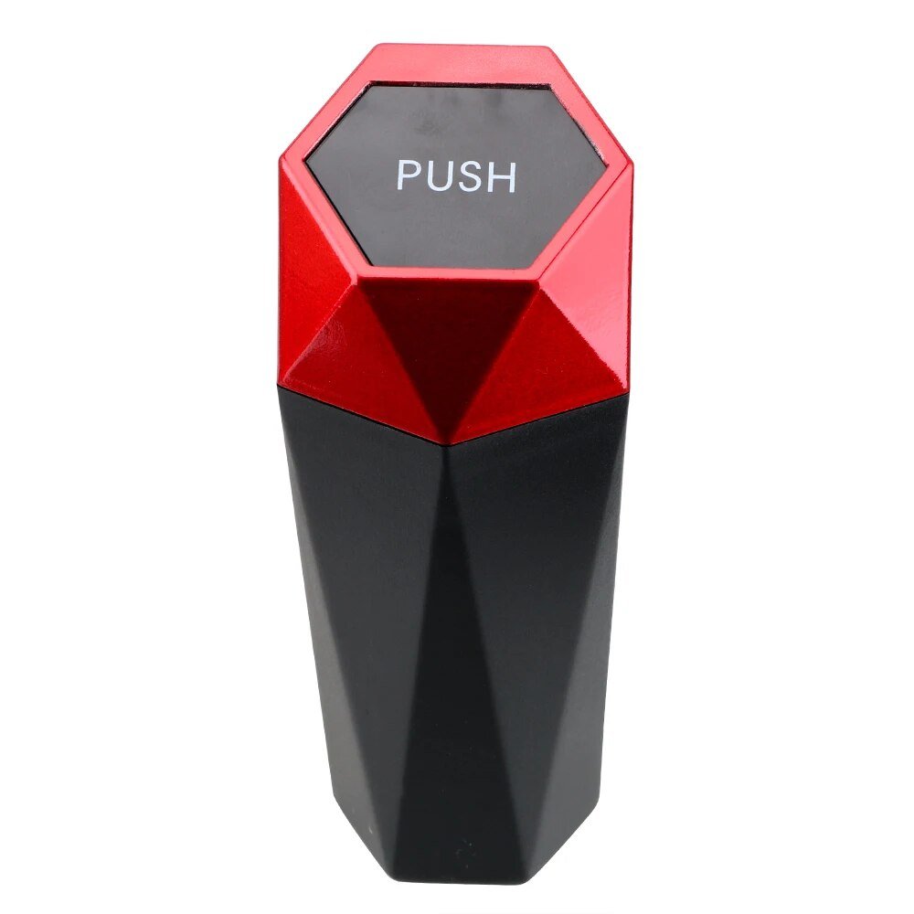 Compact Car Waste Bin with Push-Open Lid - Fits Cup Holders