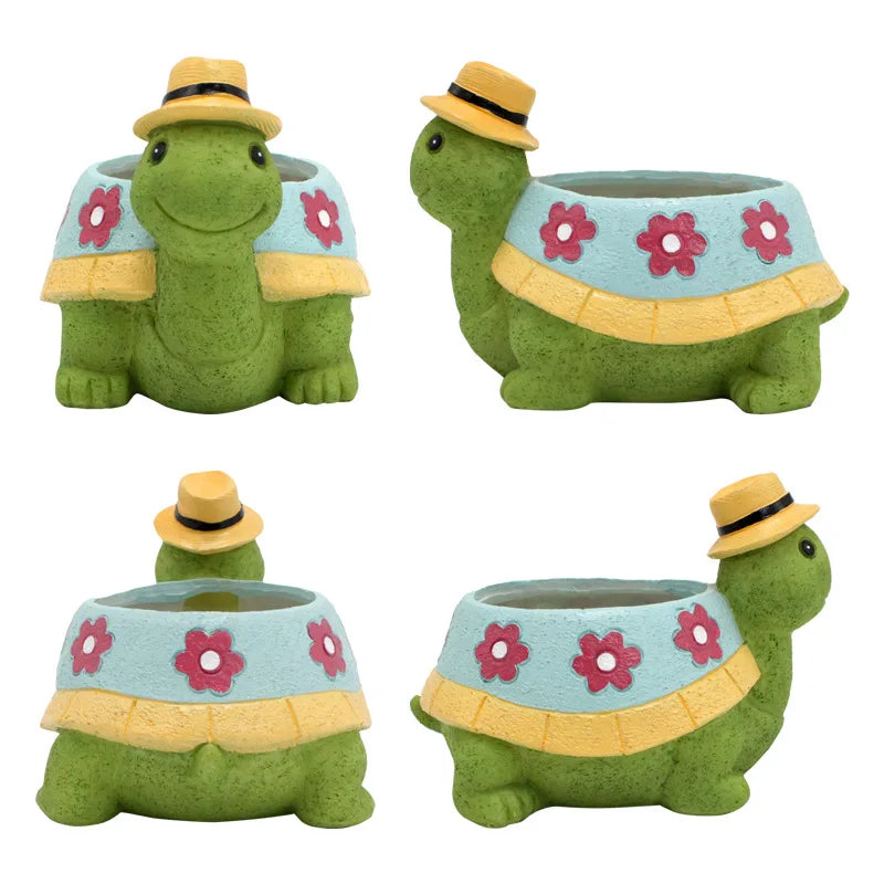 Turtle-Shaped Plant Pot for Garden Decor