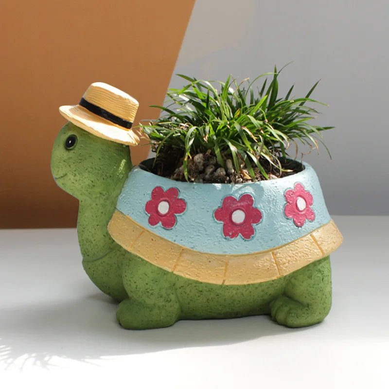 Turtle-Shaped Plant Pot for Garden Decor