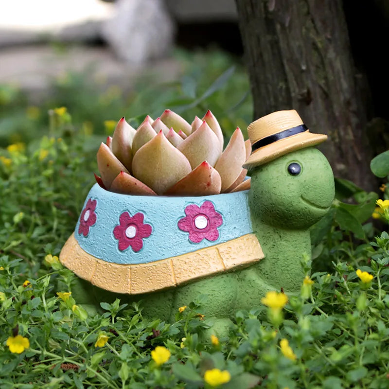 Turtle-Shaped Plant Pot for Garden Decor