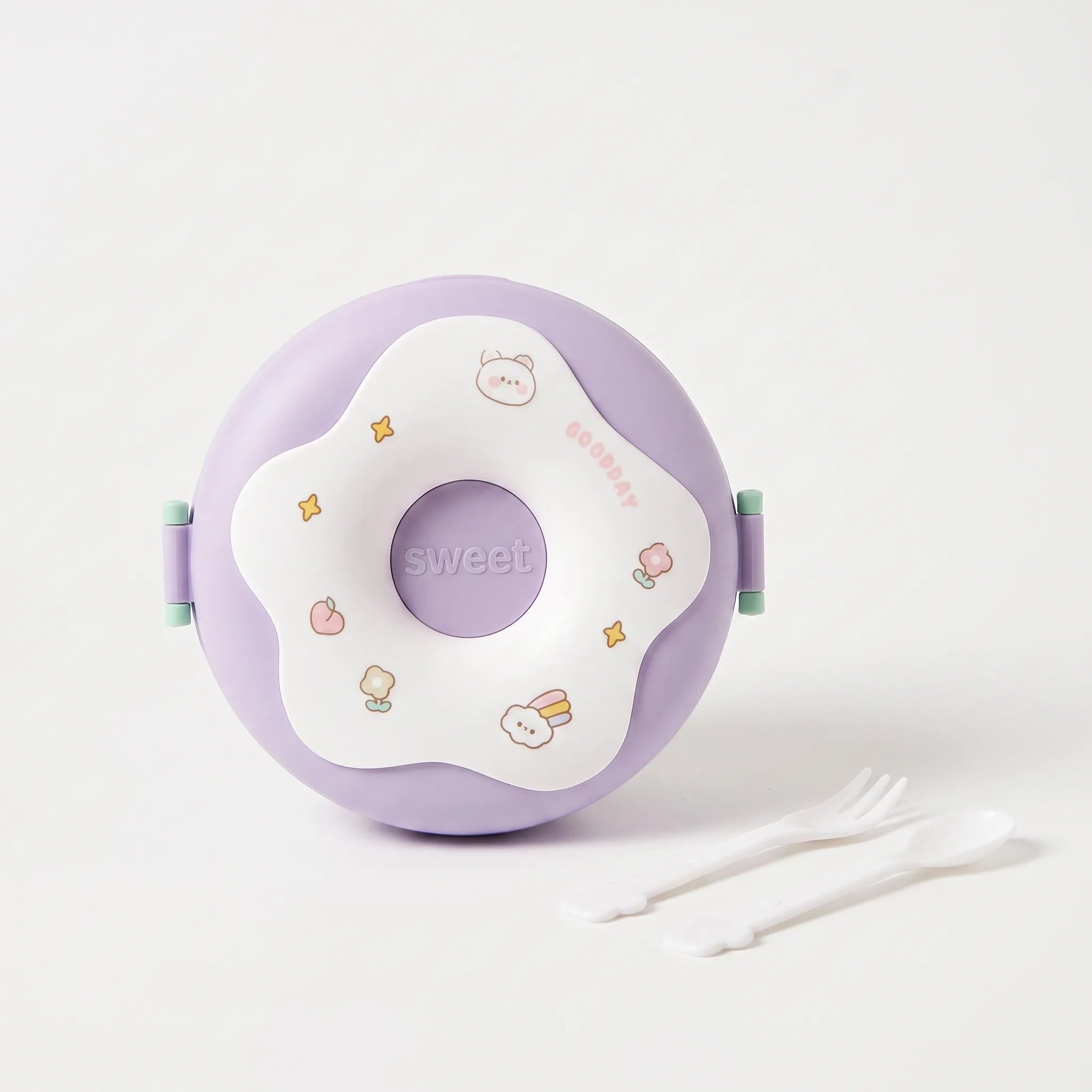 Doughnut-Shaped Lunch Box with Compartments - Cartoon Design