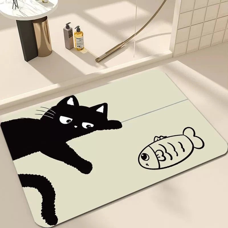 Charming Cat-Themed Non-Slip Indoor Mat for Entryways