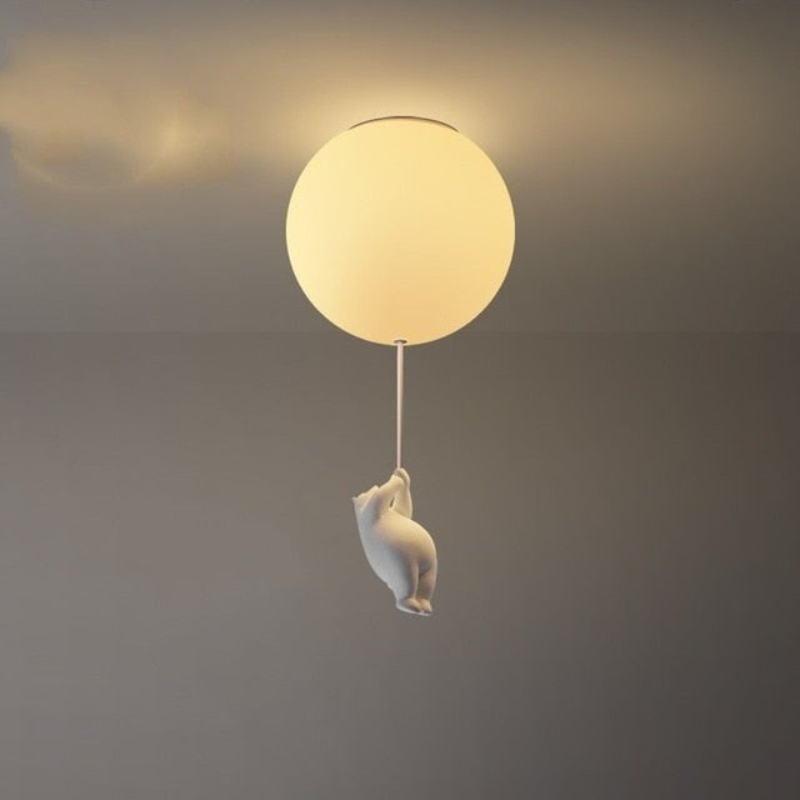 Charming Bear and Balloon Ceiling Lamp for Kids' Rooms
