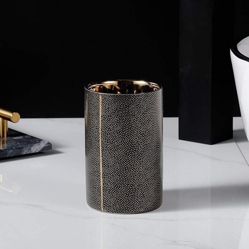 Elegant 4-Piece Bathroom Accessory Set with Gold Touch