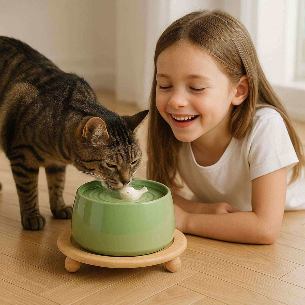 Elegant Ceramic Cat Hydration Fountain with Advanced Filtration